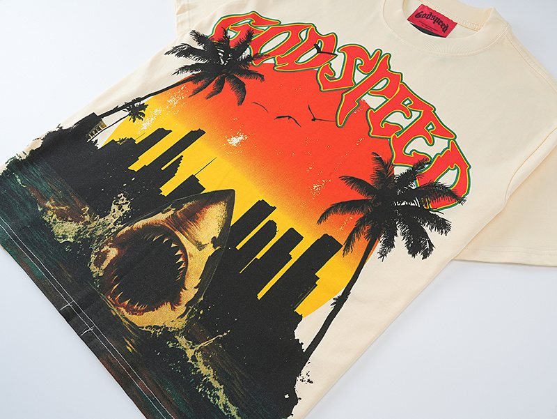 Godspeed Shark Sunset Graphic T-Shirt — detail