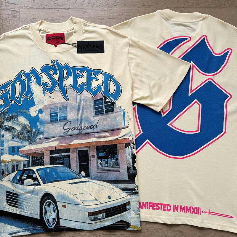 Godspeed Cream Front & Back Graphic T-Shirt — comparison