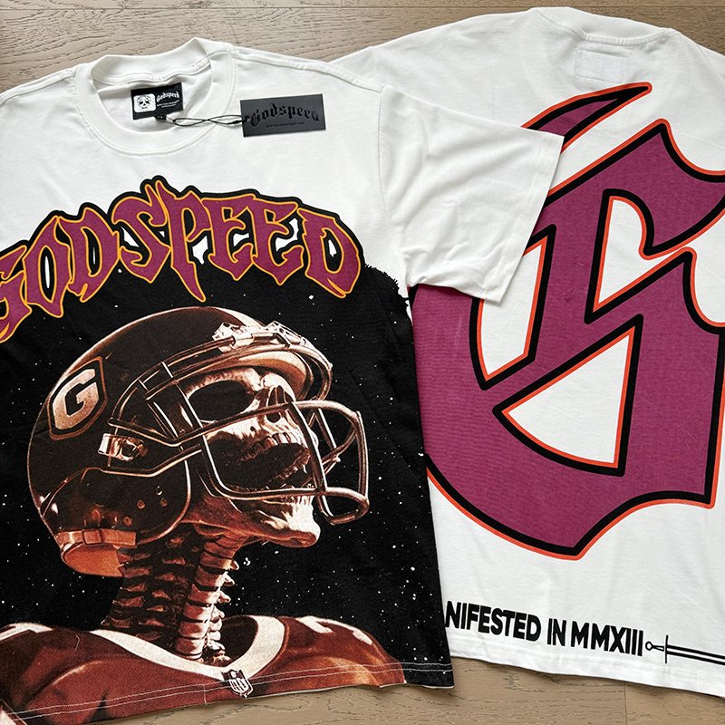 Godspeed Football Skeleton Graphic T-Shirt — context