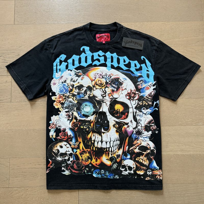 Godspeed Skull & Rose Graphic T-Shirt — front