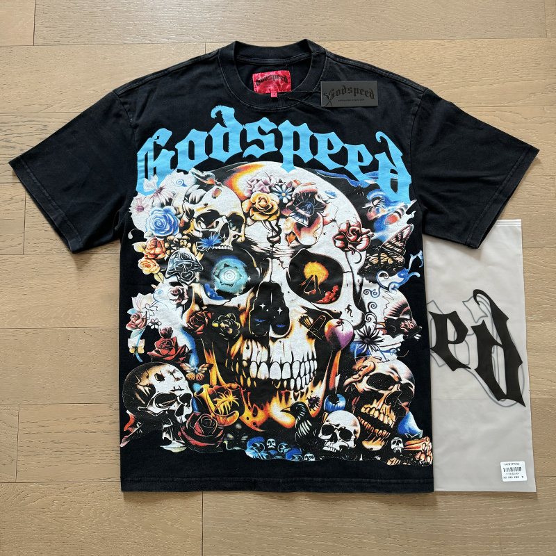 Godspeed Skull & Rose Graphic T-Shirt — context