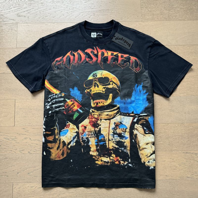 Godspeed Skull Racing Graphic T-Shirt — front