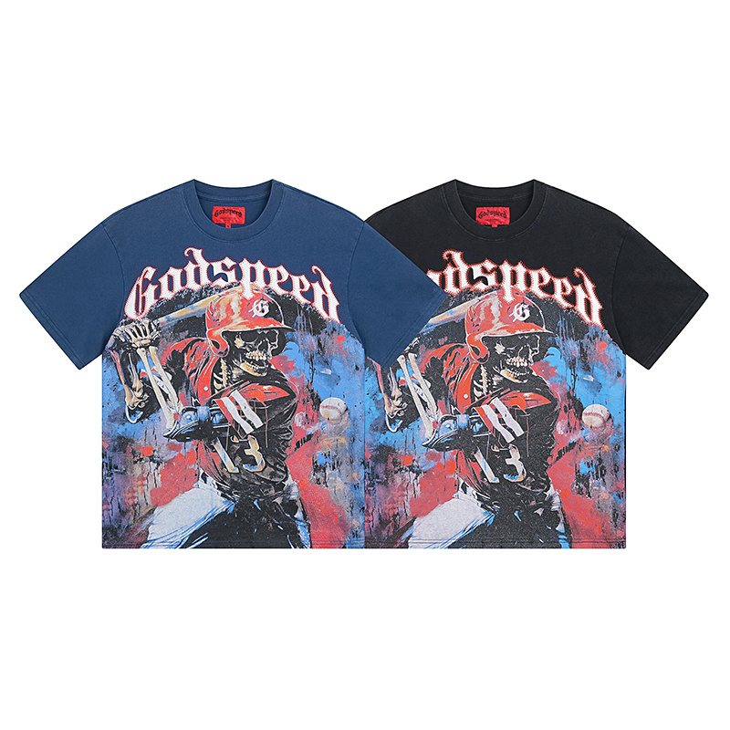 Godspeed Baseball Skull Graphic T-Shirt — comparison