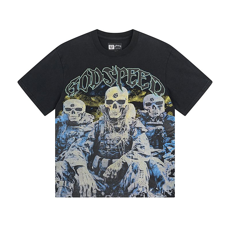 Godspeed Skull & Blue Eye Graphic T-Shirt — front