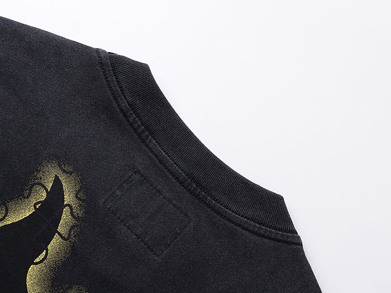 Godspeed Washed Black Skull & Sun-Eye Graphic T-Shirt — detail