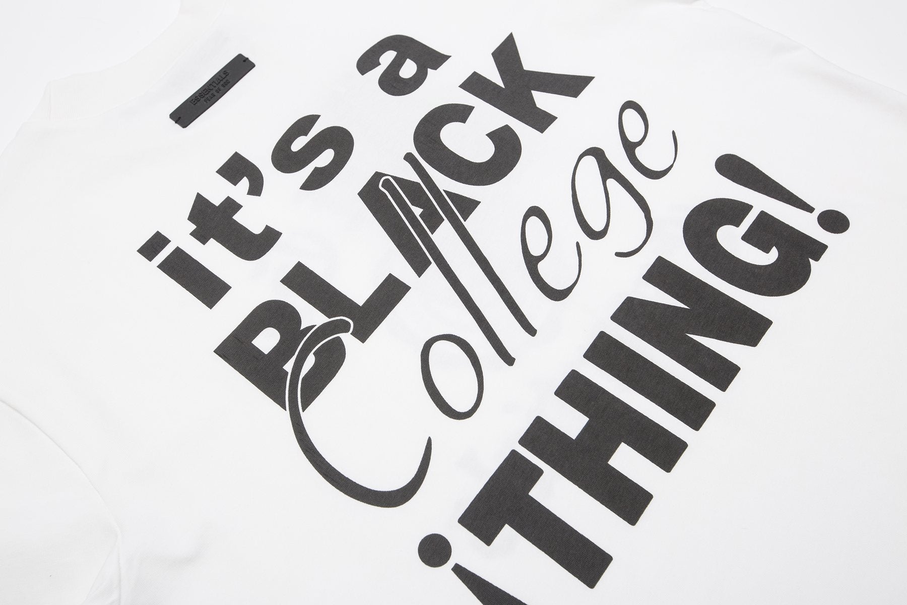 Fear of God Essentials Black College Graphic T-Shirt — detail