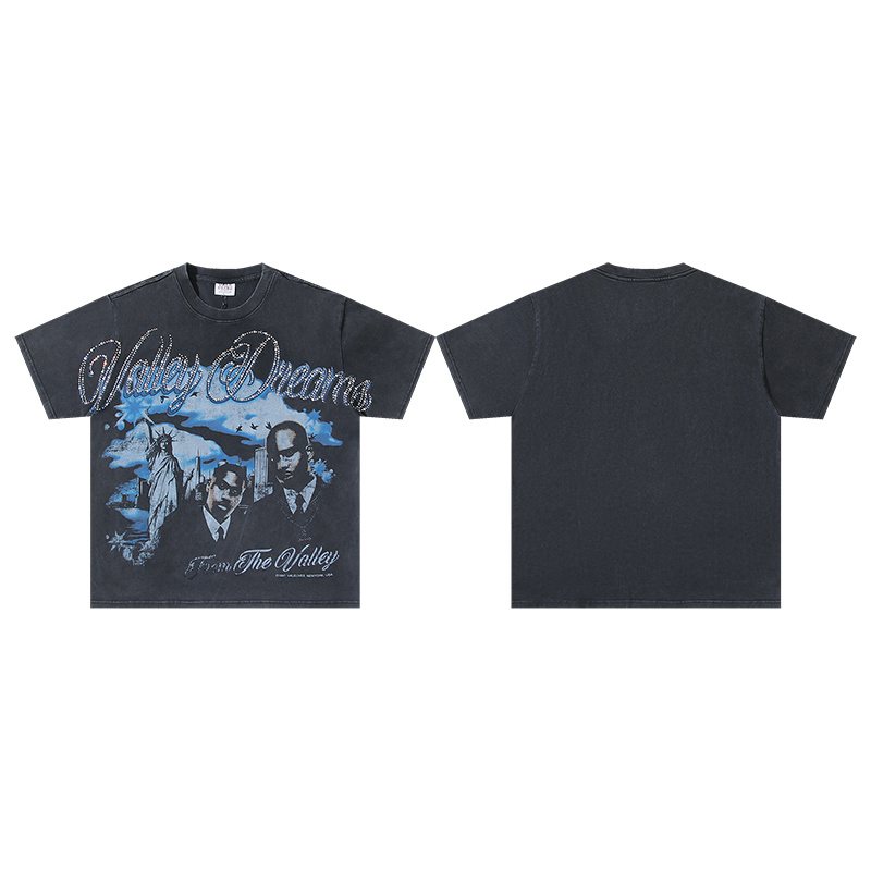 VALE USA Valley Dreams Rhinestone Graphic T-Shirt — front