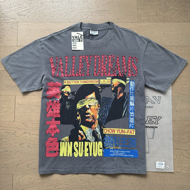 VALE USA Washed Gray Rhinestone Graphic T-Shirt — context