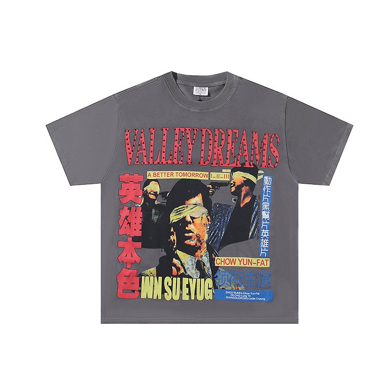 VALE USA Washed Gray Rhinestone Graphic T-Shirt — hero