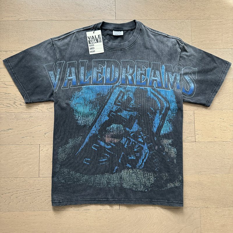 VALE USA Washed Black Graphic T-Shirt — front