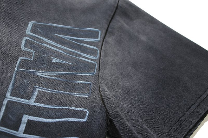 VALE USA Washed Black Portrait Graphic T-Shirt — detail