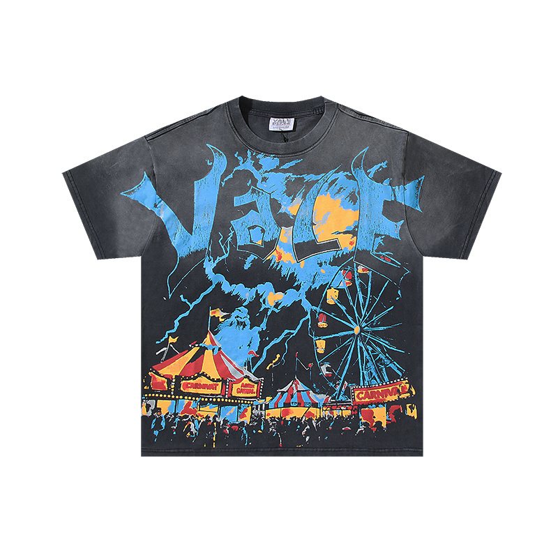 VALE USA Carnival Graphic T-Shirt - Charcoal Gray — front