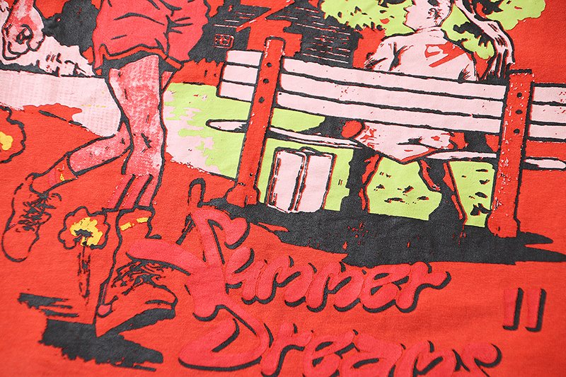 VALE USA Washed Red Graphic T-Shirt — detail