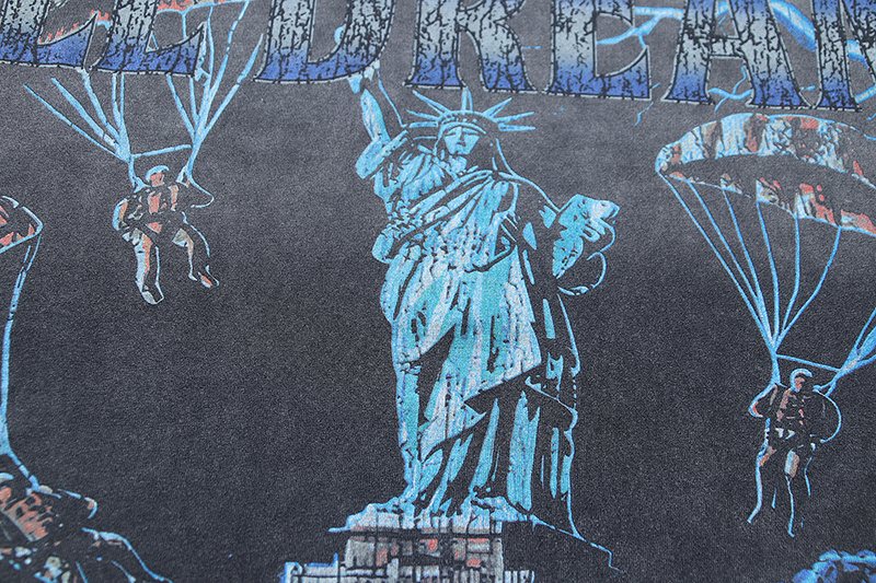 VALE USA Washed Black Graphic T-Shirt — detail
