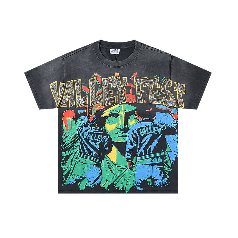 VALE USA Washed Black Rhinestone Graphic T-Shirt — hero