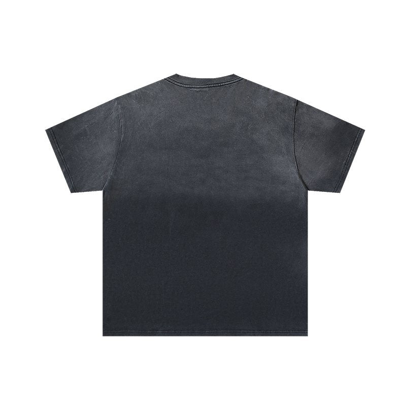 VALE USA Washed Black Rhinestone Graphic T-Shirt — back