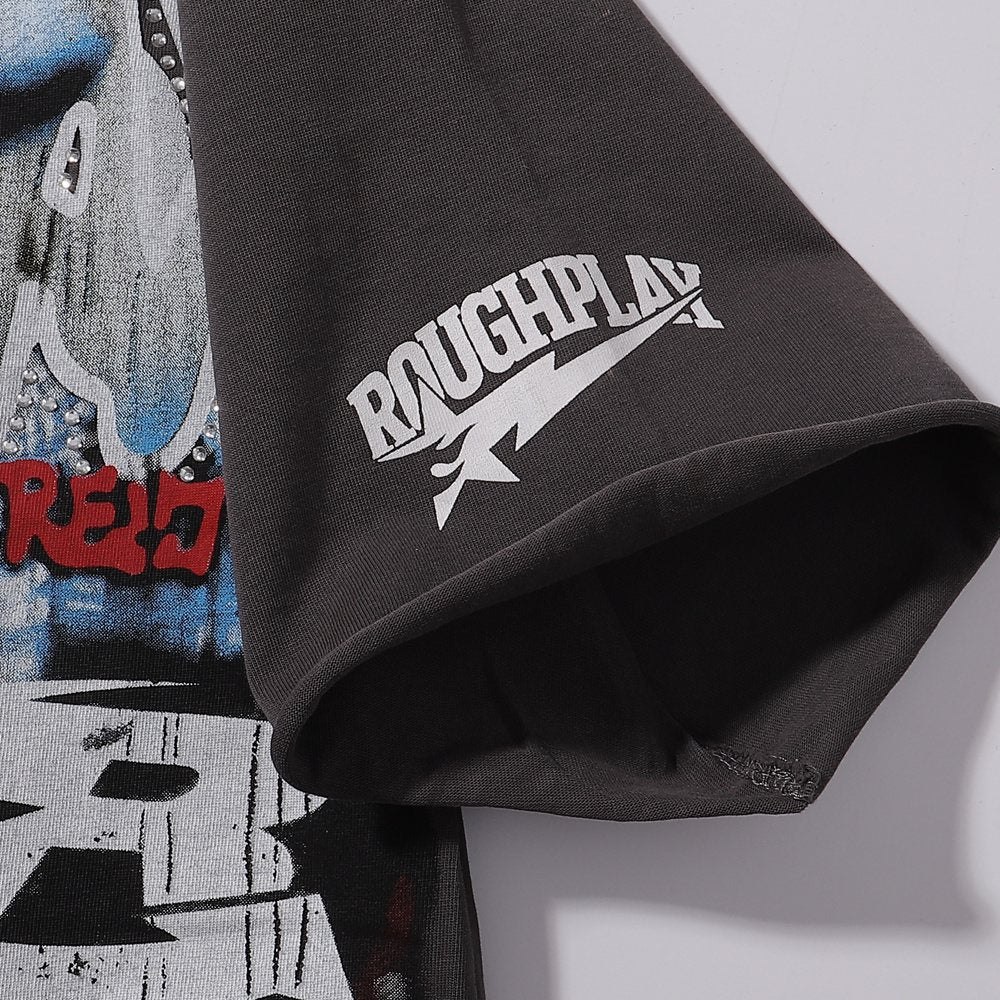 Rough Play Dark Gray Skull City Graphic T-Shirt — detail