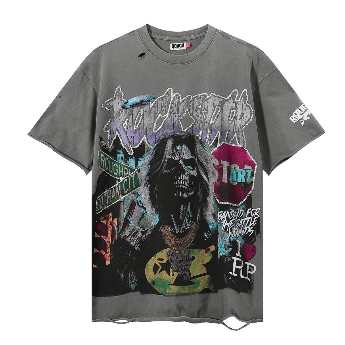 Rough Play Skeleton Rapper Graphic Short-Sleeve T-Shirt — hero