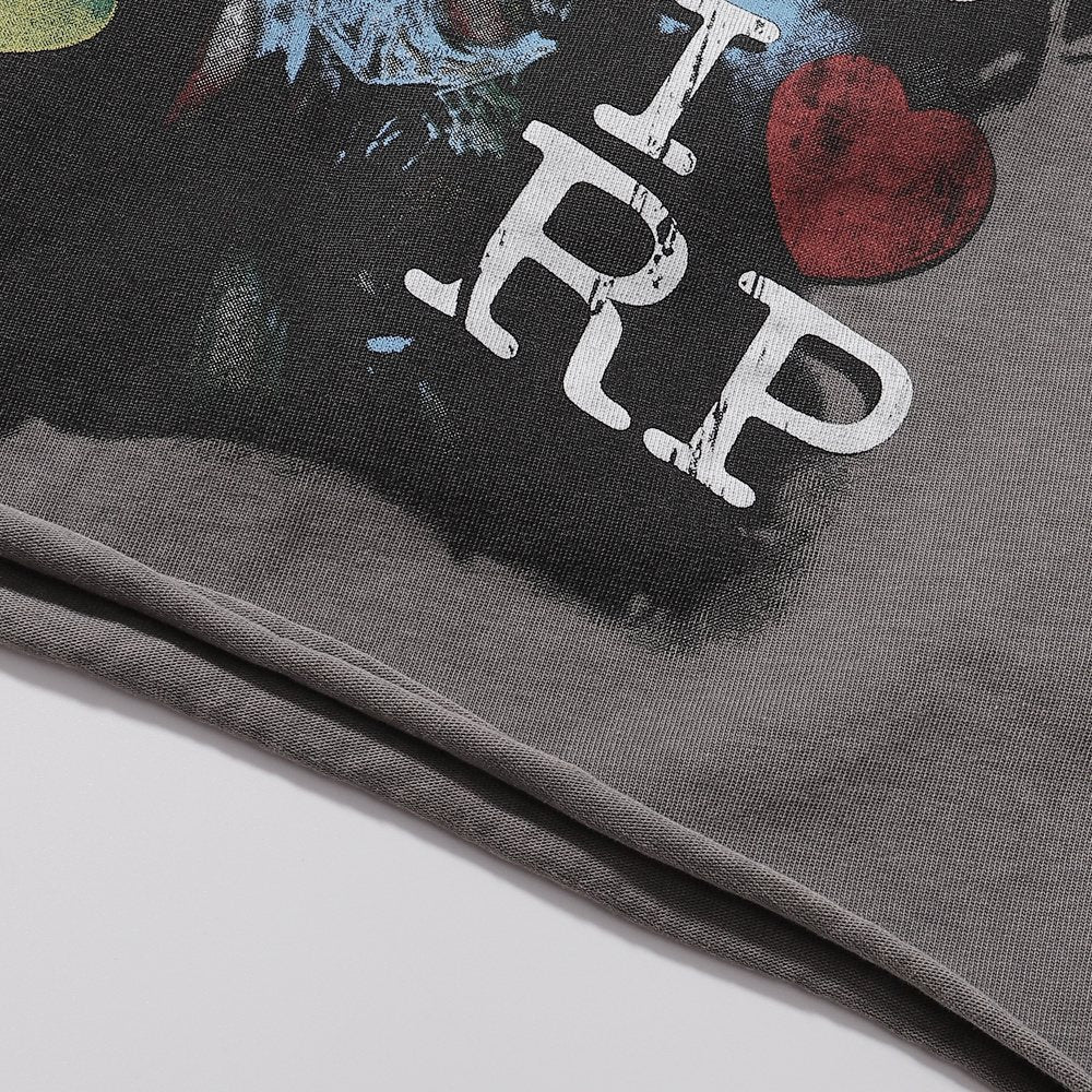 Rough Play Skeleton Rapper Graphic Short-Sleeve T-Shirt — detail