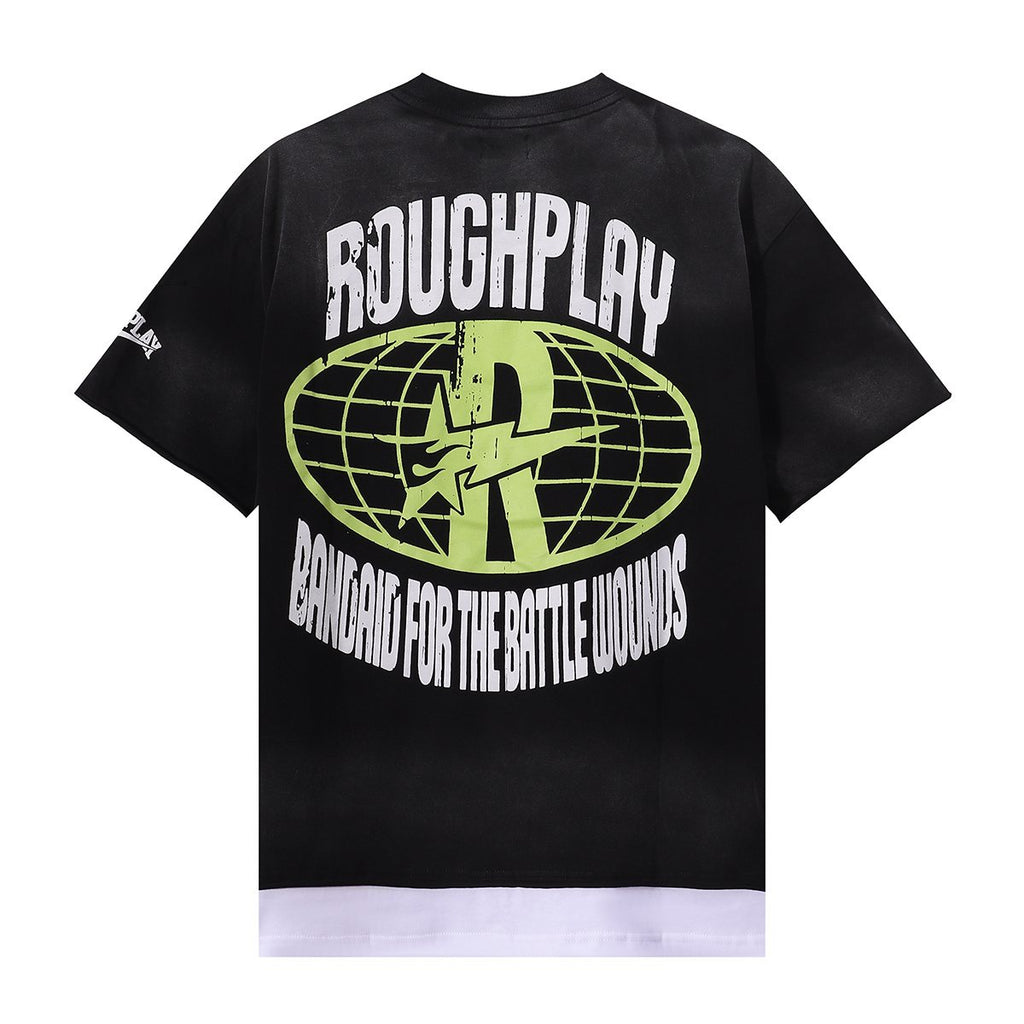 Rough Play Skeleton Graphic Distressed T-Shirt — back