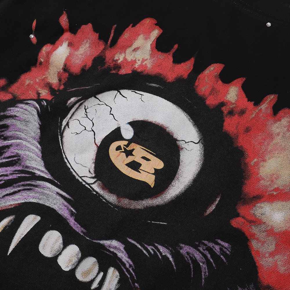 Rough Play Monster Graphic Washed T-Shirt — detail