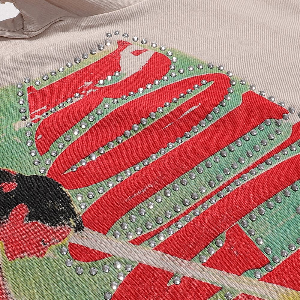 Rough Play Desert Cactus Rhinestone Graphic T-Shirt — detail
