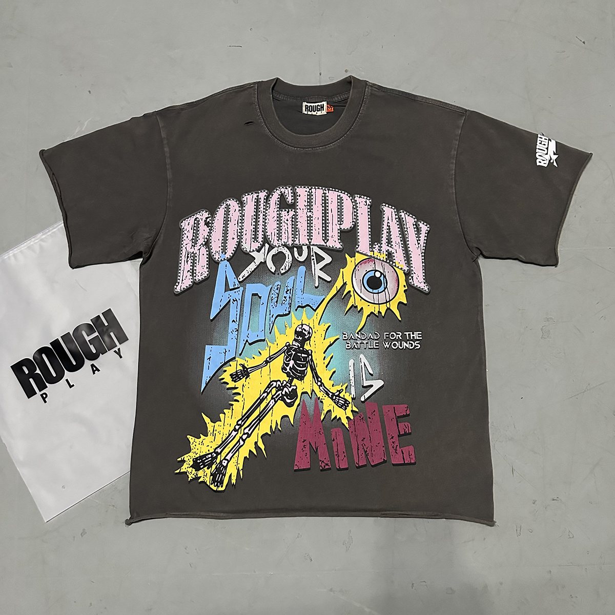 Rough Play Colorful Tour Skeleton Graphic T-Shirt — context