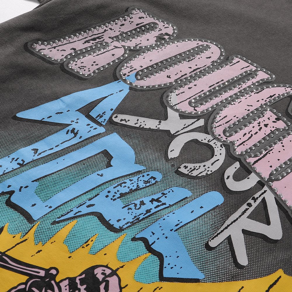 Rough Play Colorful Tour Skeleton Graphic T-Shirt — detail