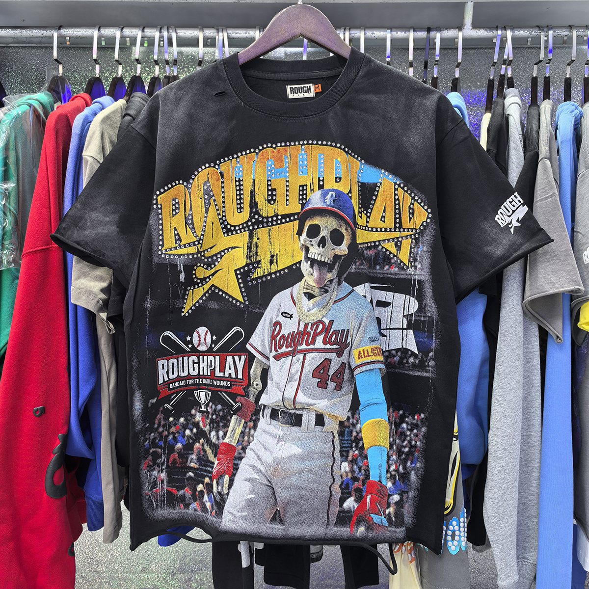 Rough Play Skeleton Baseball Graphic T-Shirt — context