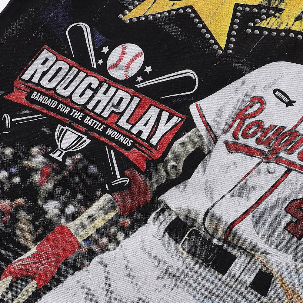 Rough Play Skeleton Baseball Graphic T-Shirt — detail