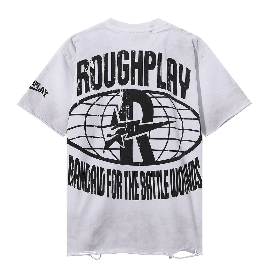 Rough Play Jesus Graphic Distressed Washed T-Shirt — back