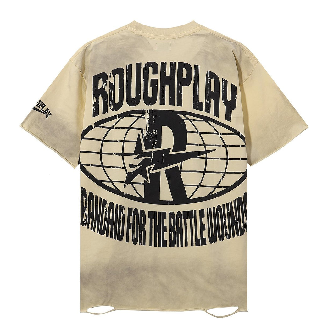 Rough Play Rabbit Graphic Distressed T-Shirt — back