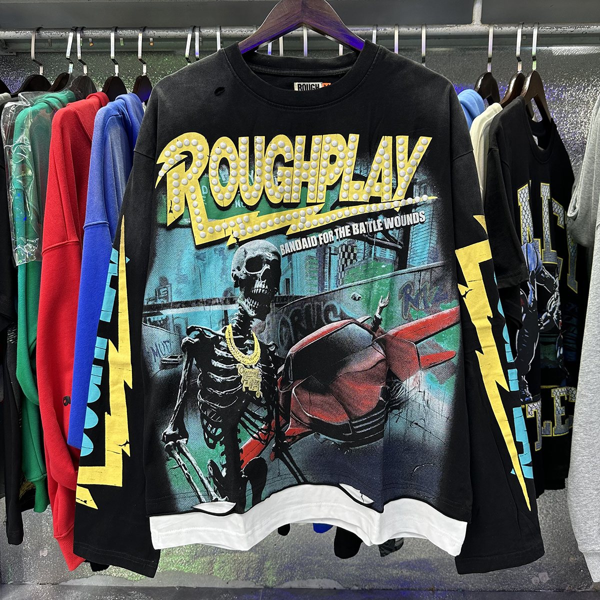 Rough Play Flyers Graphic Long-Sleeve T-Shirt — context