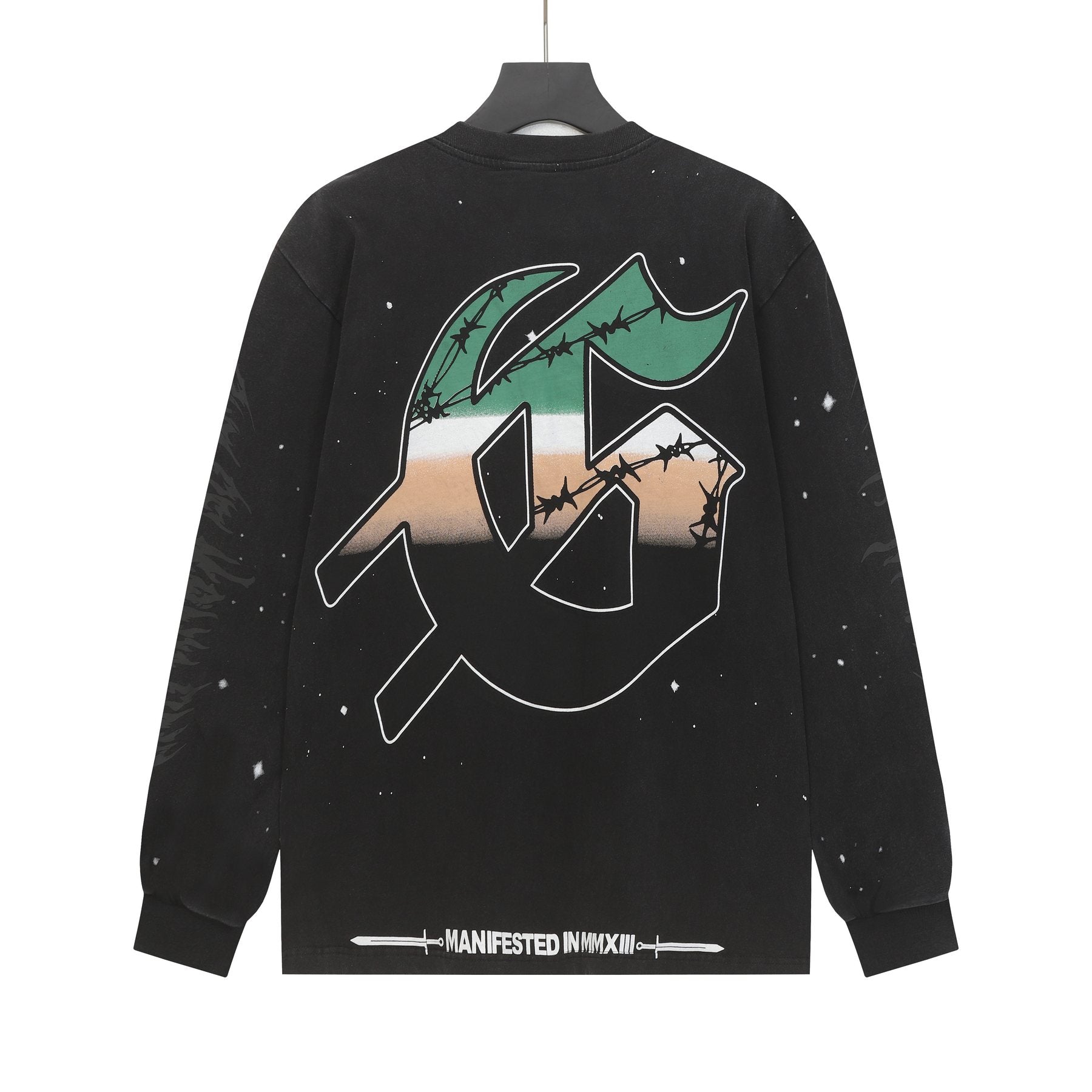 Godspeed Washed Black Rock Graphic Long-Sleeve T-Shirt — back