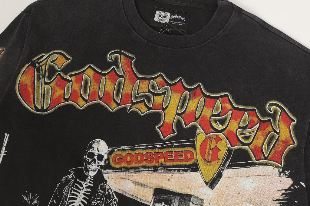 Godspeed Washed Black Rock Graphic Long-Sleeve T-Shirt — detail