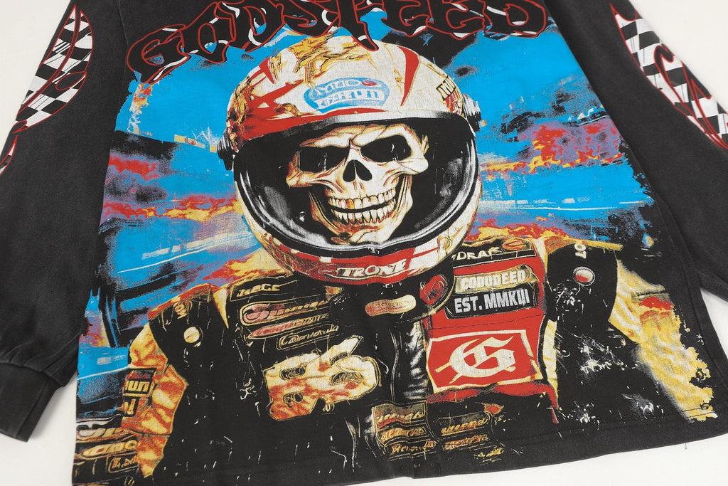 Godspeed Racing Skull Graphic Long-Sleeve T-Shirt — detail