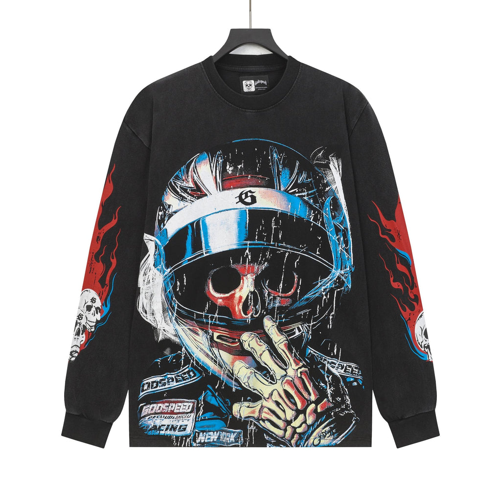 Godspeed Washed Black Rock Graphic Long-Sleeve T-Shirt — hero