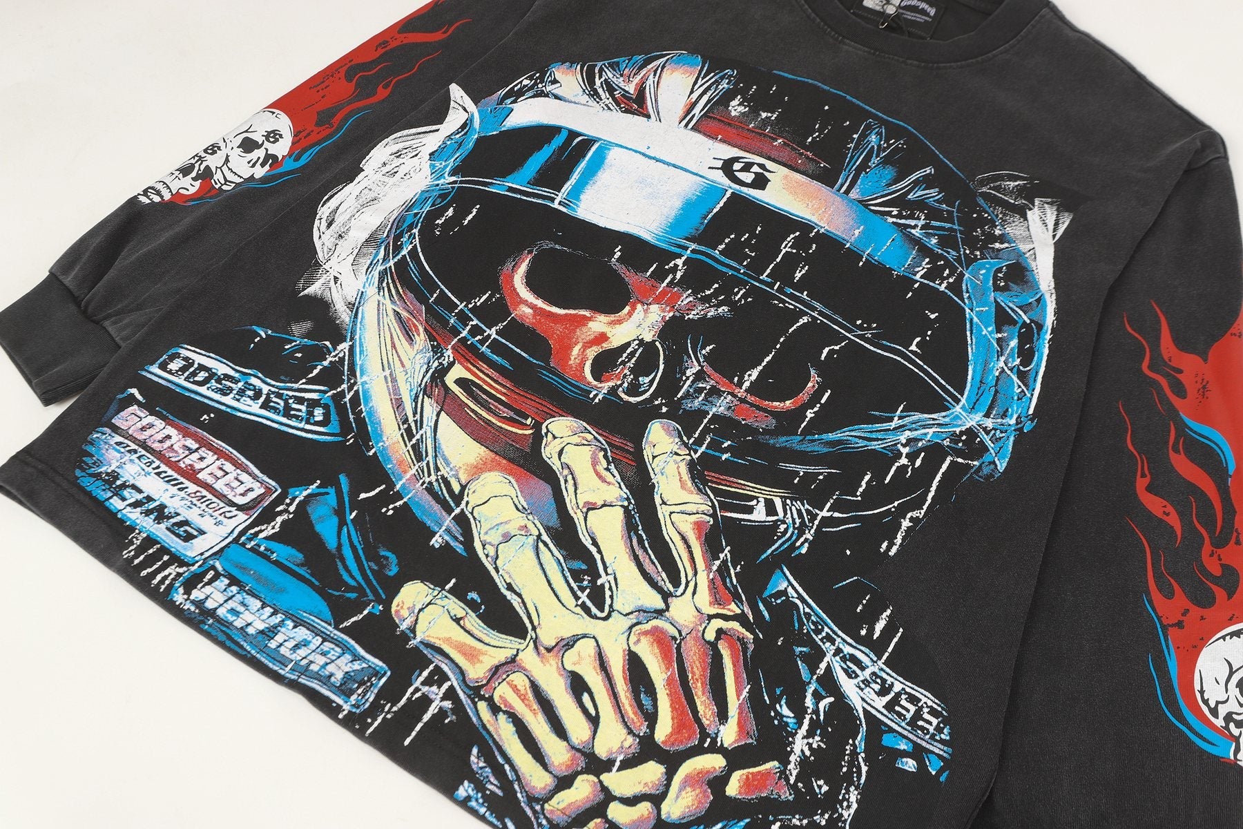 Godspeed Washed Black Rock Graphic Long-Sleeve T-Shirt — detail