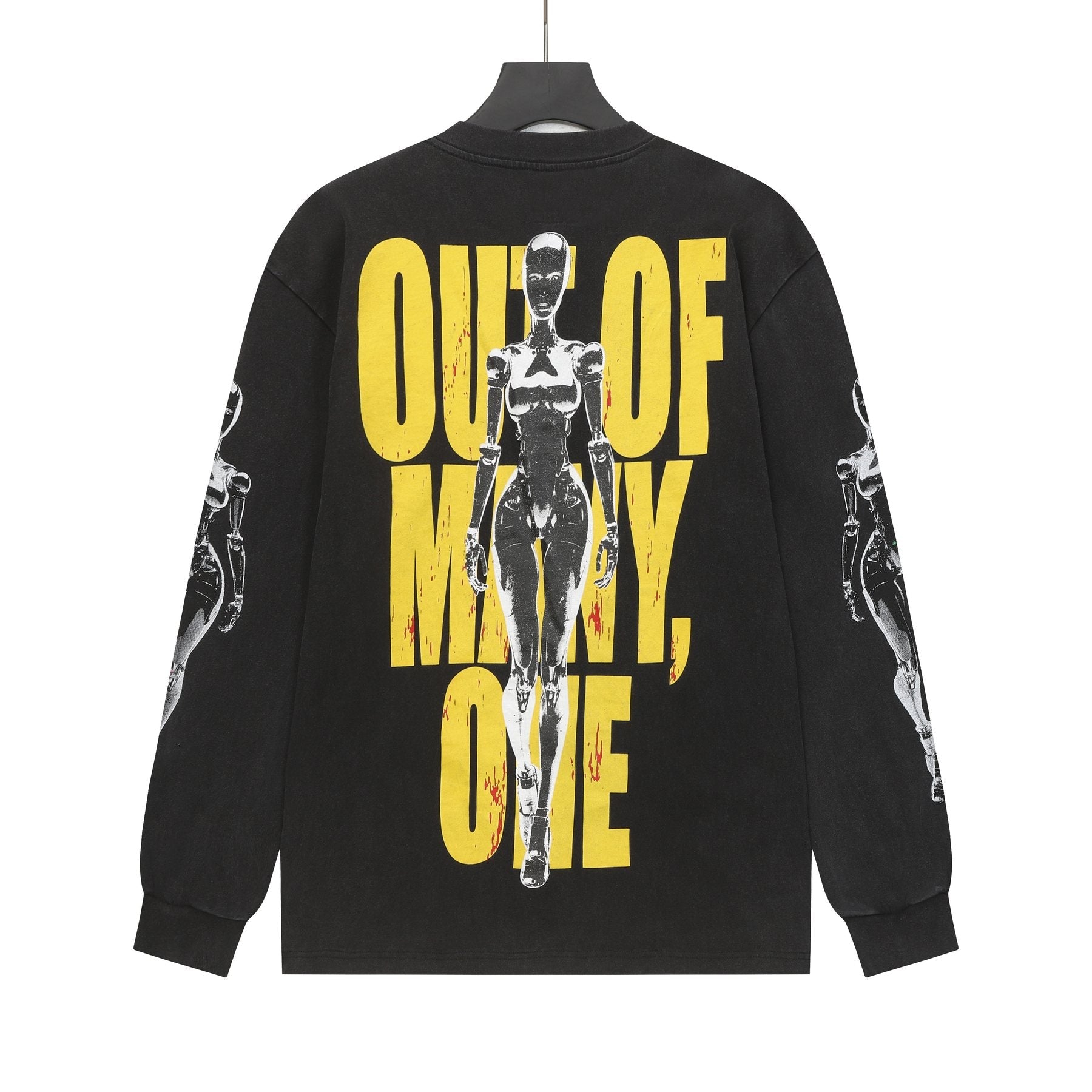 Godspeed Washed Black Rock Graphic Long-Sleeve T-Shirt — back