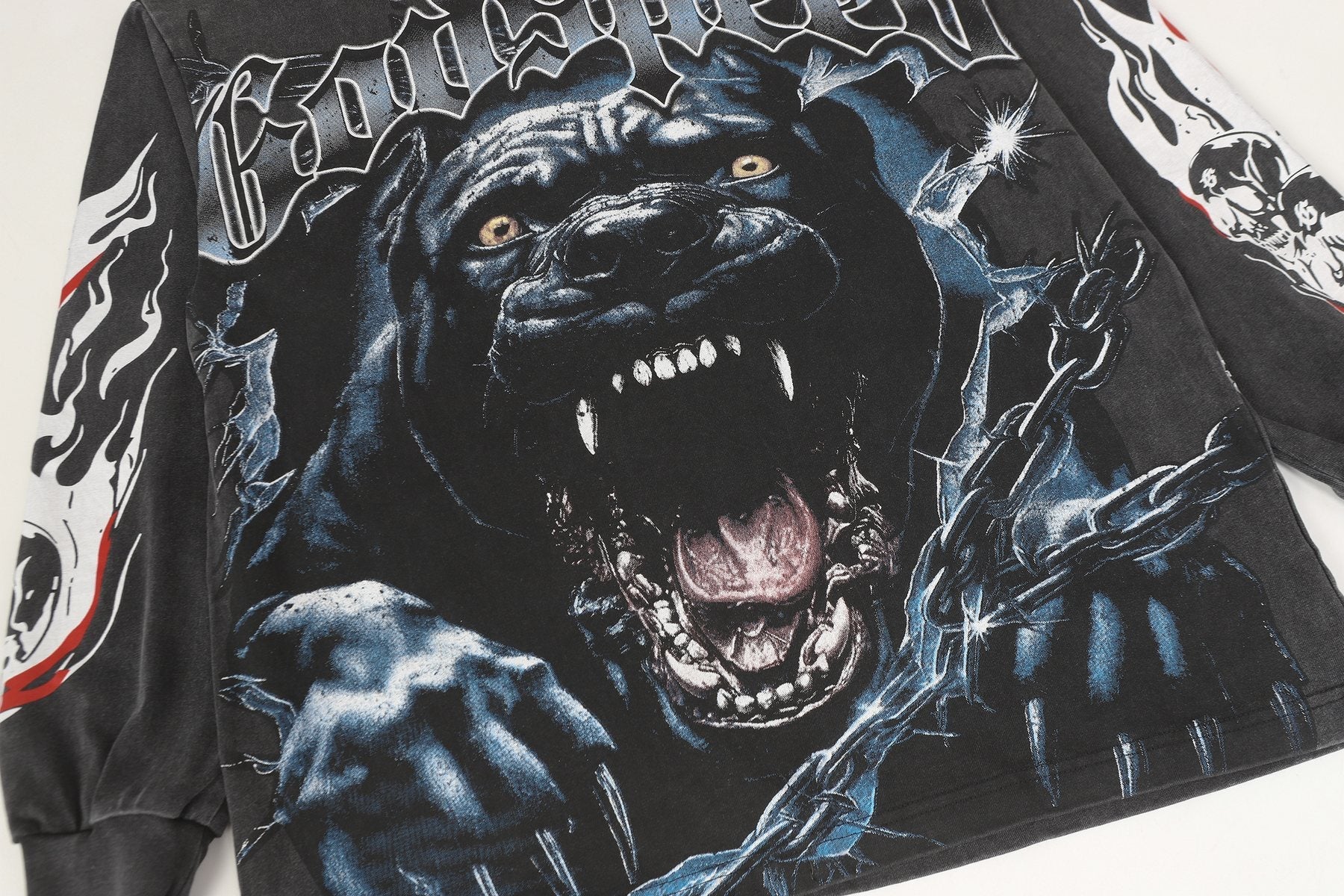 Godspeed Washed Black Dog Graphic Long-Sleeve T-Shirt — detail