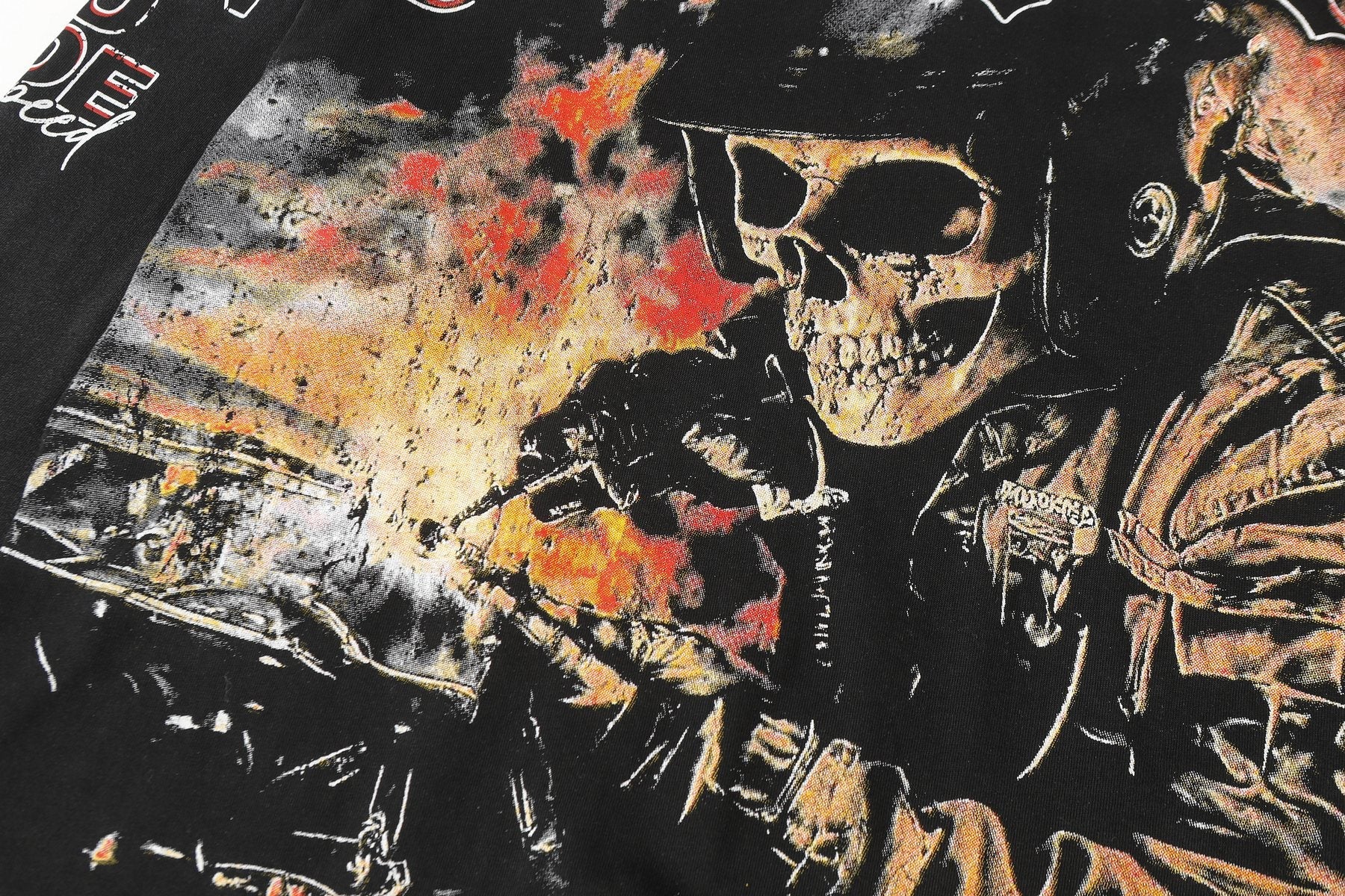 Godspeed Skull Flame Car Graphic Long-Sleeve T-Shirt — detail