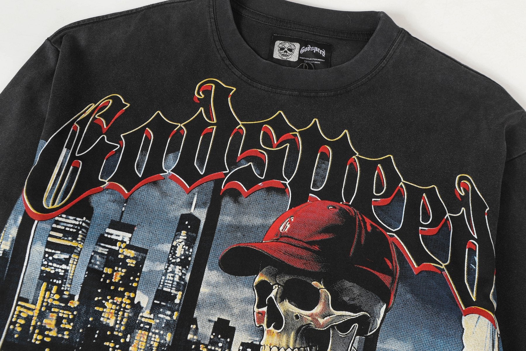 Godspeed Manifested Washed Black Graphic Long-Sleeve T-Shirt — detail