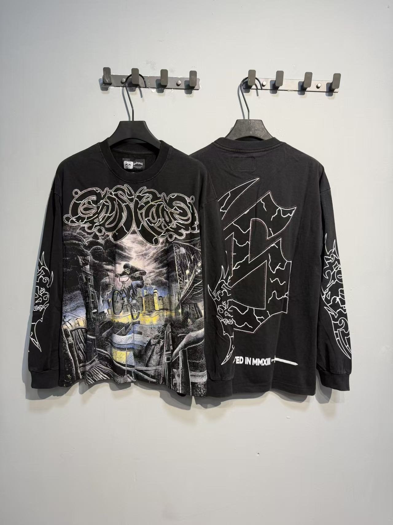 Godspeed Washed Black Rock Graphic Long-Sleeve T-Shirt — context