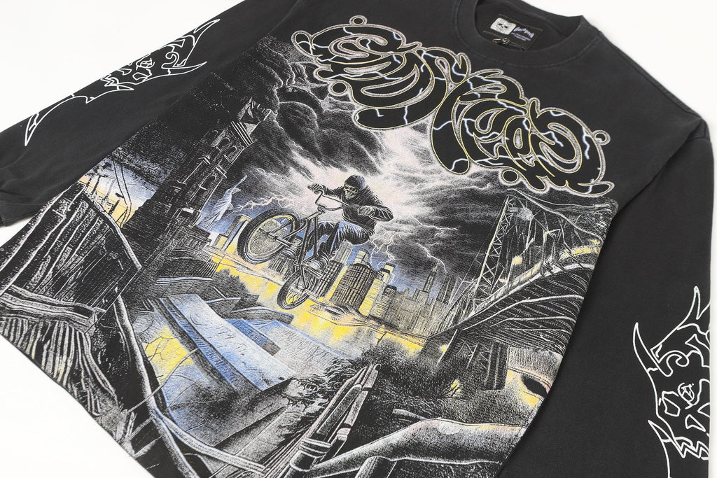 Godspeed Washed Black Rock Graphic Long-Sleeve T-Shirt — detail