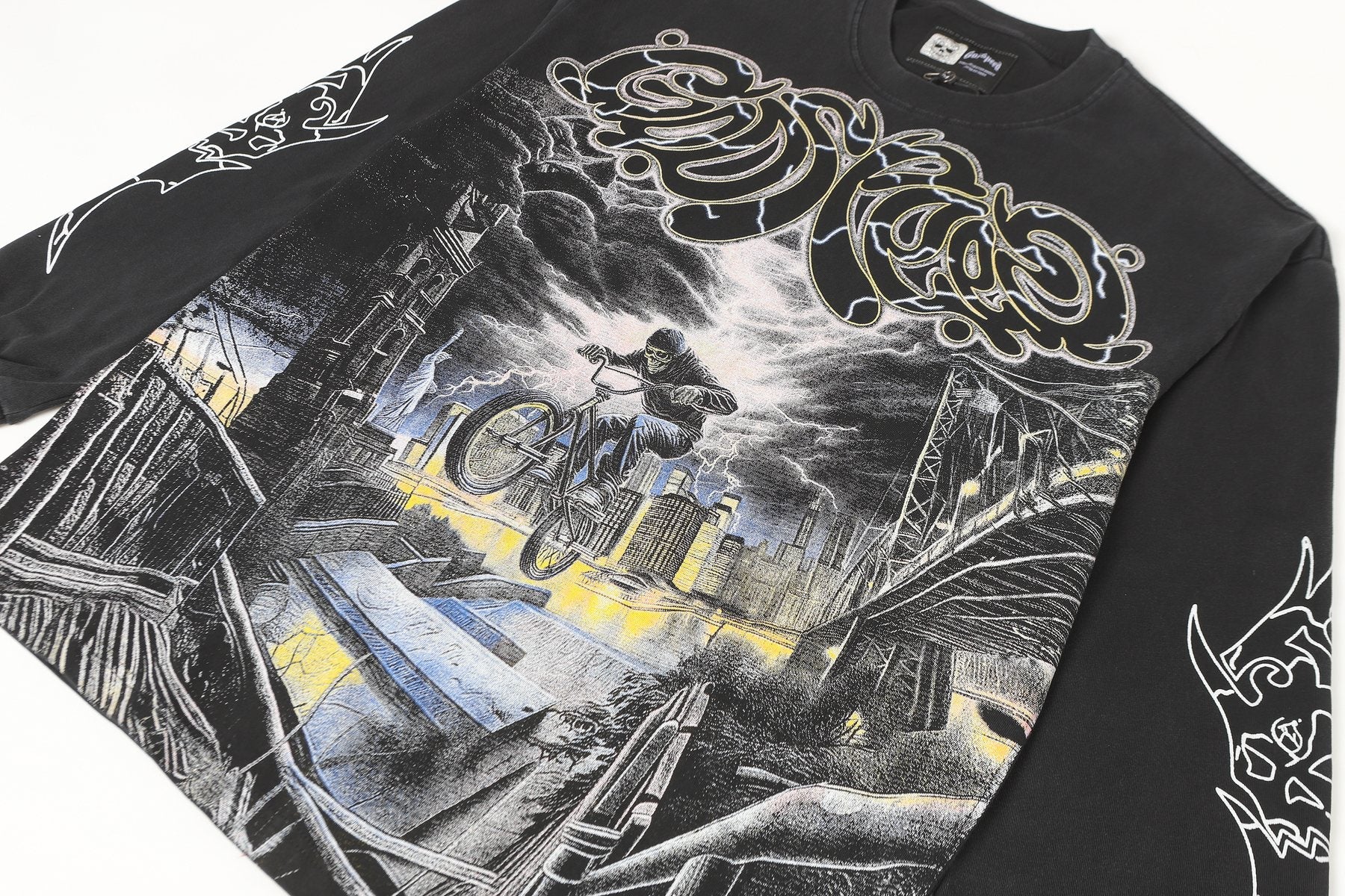 Godspeed Washed Black Rock Graphic Long-Sleeve T-Shirt — detail