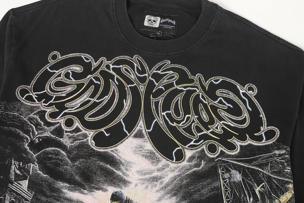 Godspeed Washed Black Rock Graphic Long-Sleeve T-Shirt — detail