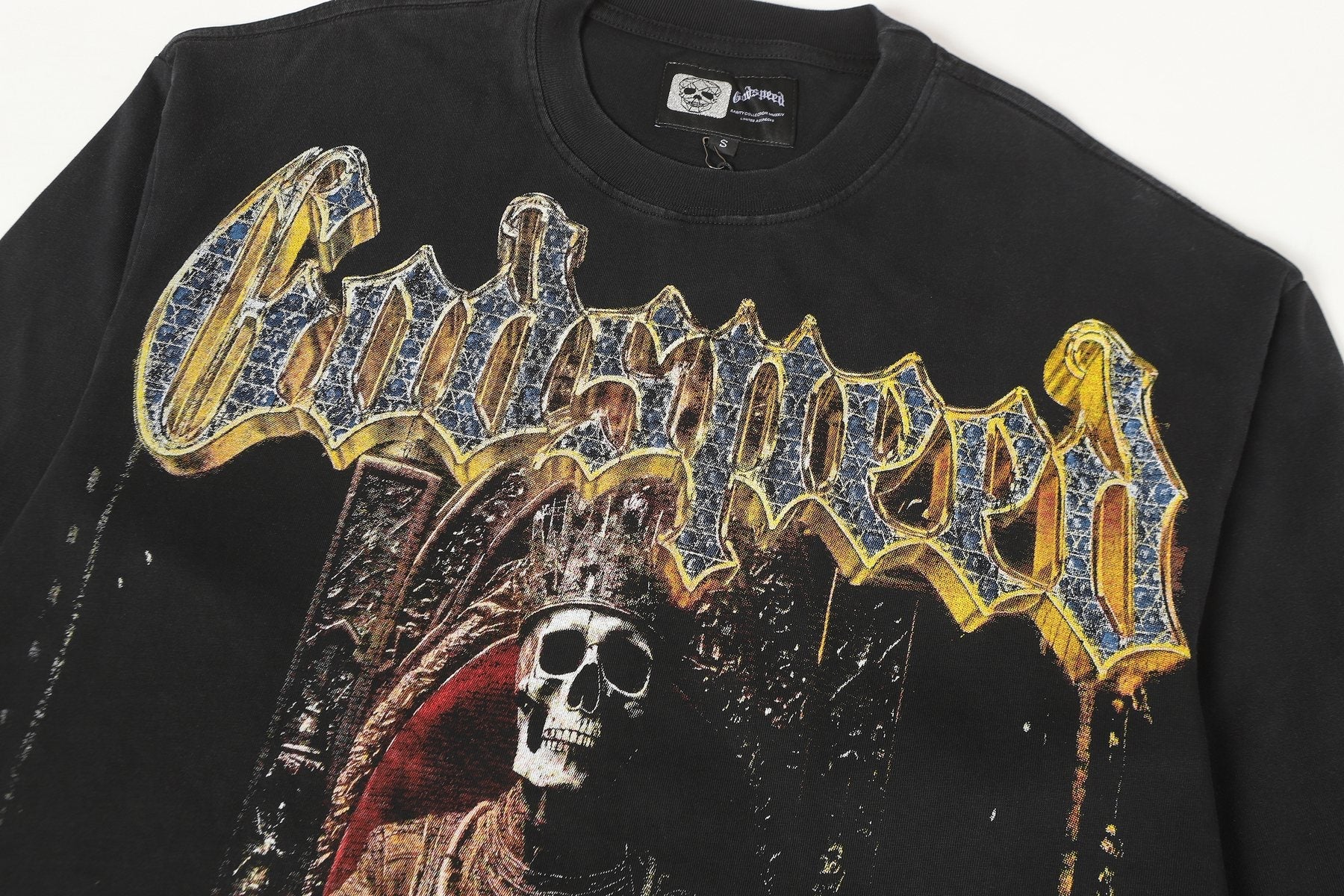 Godspeed Out of Many One Skeleton Graphic Long-Sleeve T-Shirt — detail