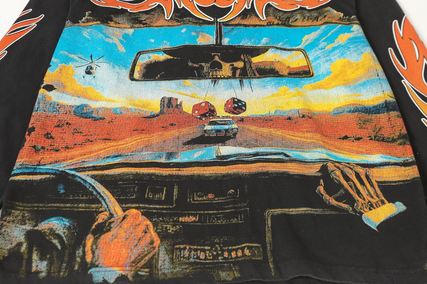 Godspeed Washed Black Flame Graphic Long-Sleeve T-Shirt — detail