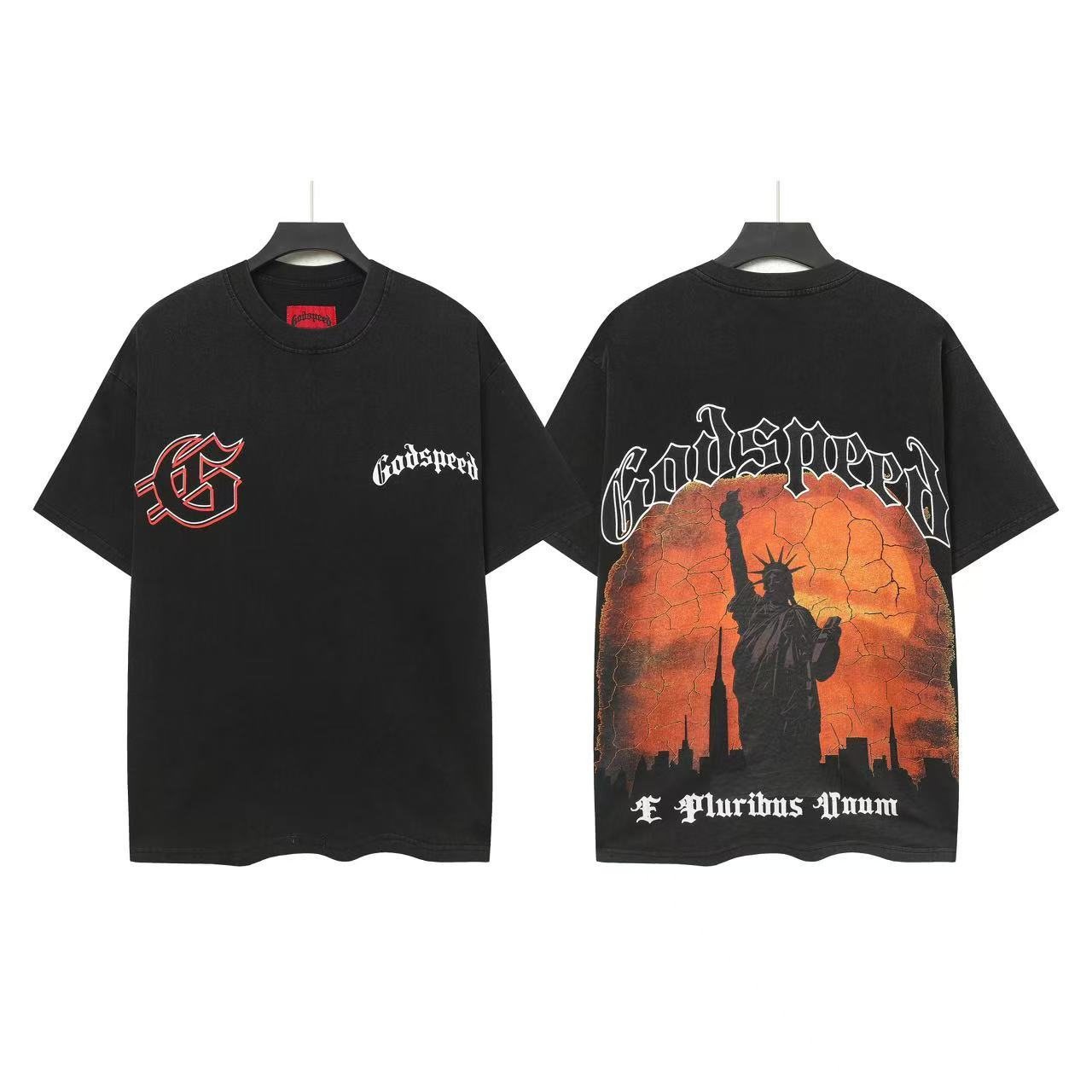 Godspeed Statue of Liberty Back Graphic T-Shirt — front