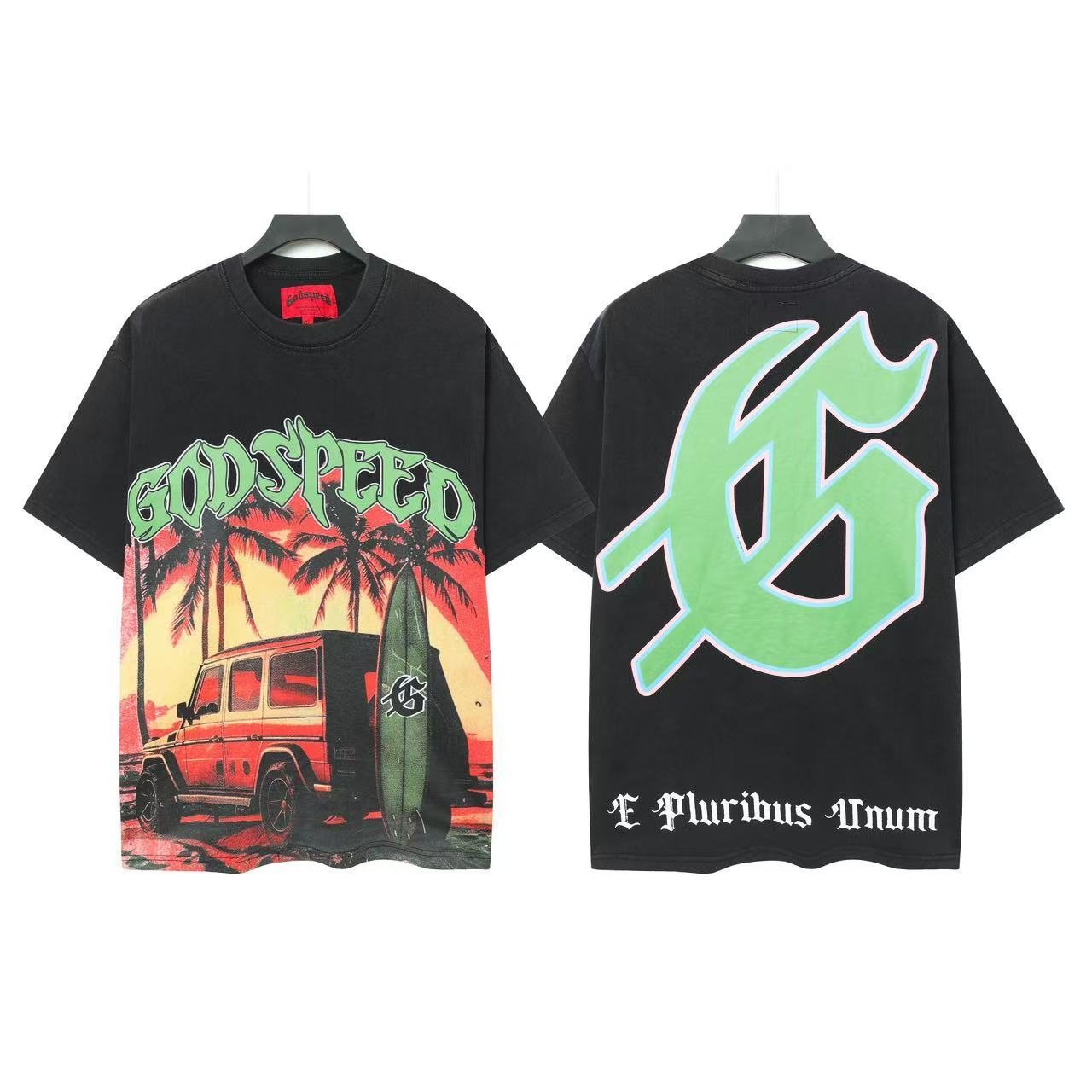 Godspeed Red Van Palm & Green G Graphic T-Shirt — front